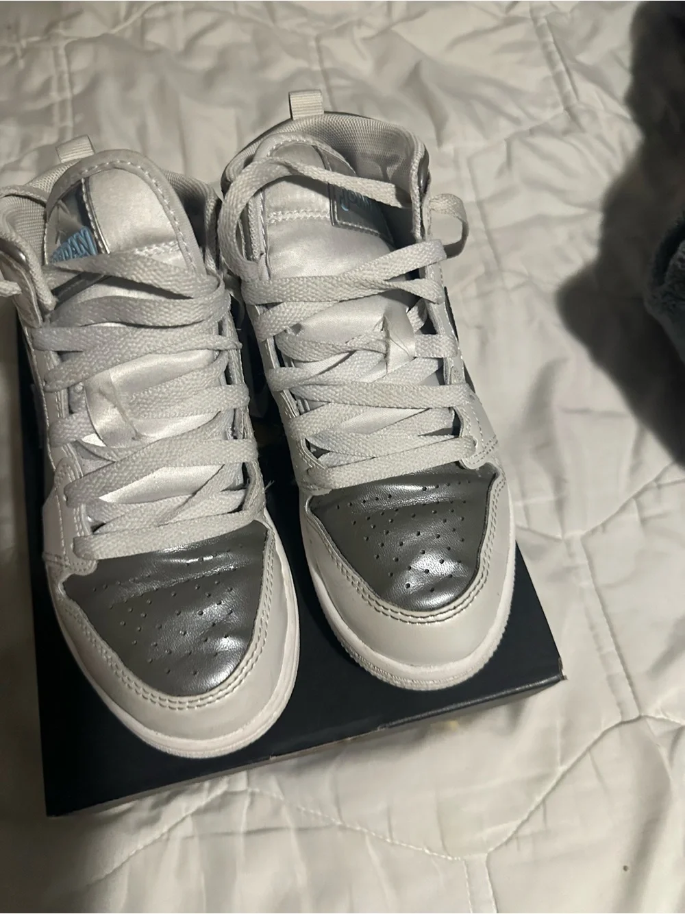 Jordan Kids Silver and Gray High-Top Sneakers